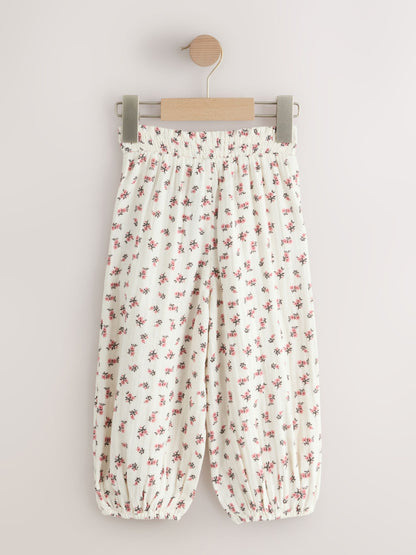 Cream/Pink Floral Ditsy Pull On Trousers (3mths-7yrs) image 6