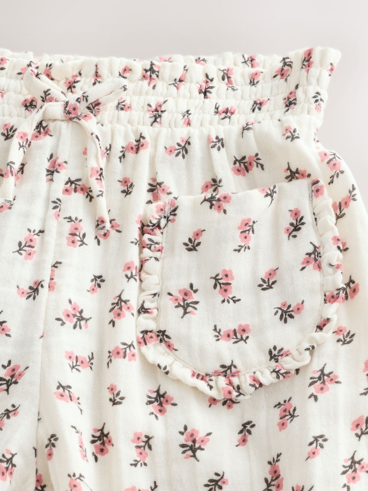 Cream/Pink Floral Ditsy Pull On Trousers (3mths-7yrs) image 7