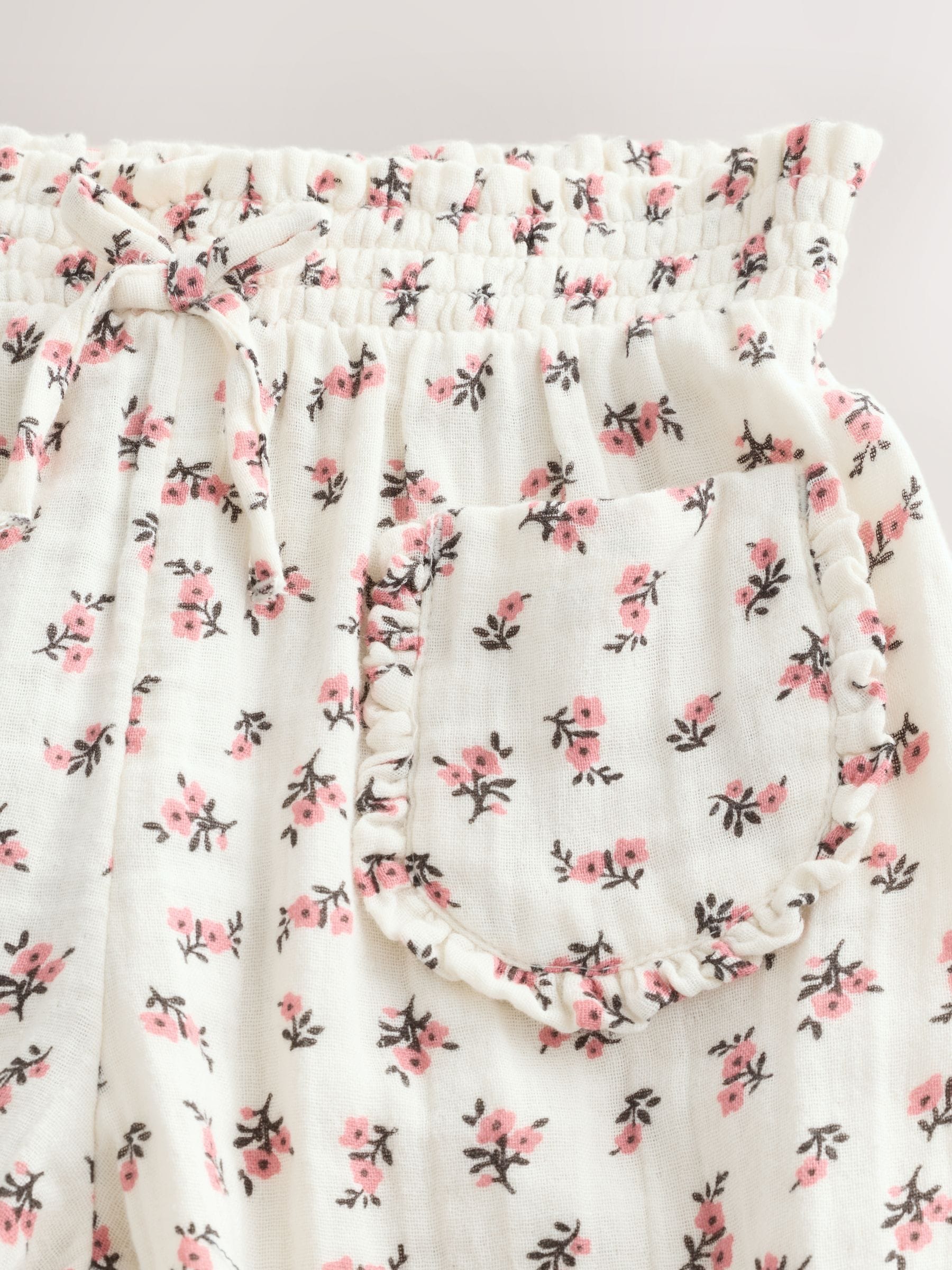 Cream/Pink Floral Ditsy Pull On Trousers (3mths-7yrs) image 7