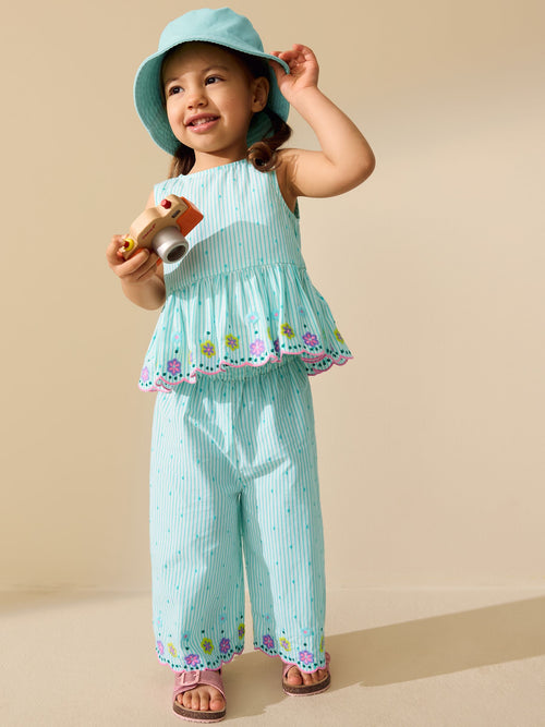 Mint Green Sleeveless Blouse & Trouser Set (3mths-7yrs) image 1