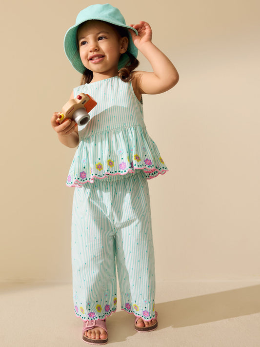 Mint Green Sleeveless Blouse & Trouser Set (3mths-7yrs) image 1