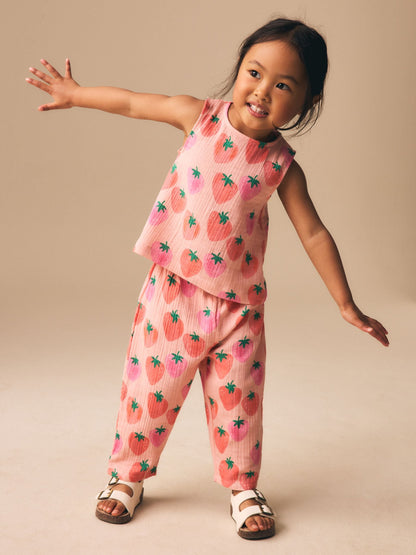 Pink Strawberry Print Top & Trousers Set (3mths-7yrs) image 1