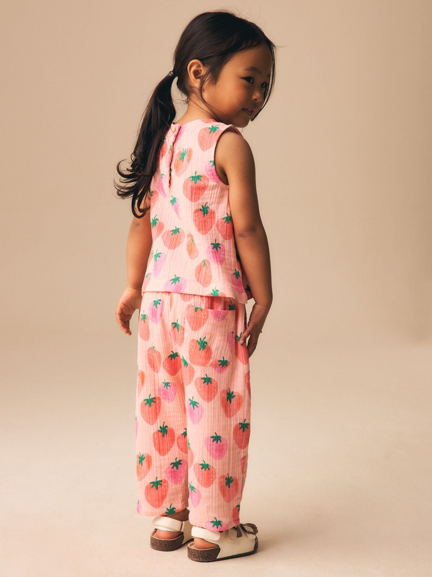 Pink Strawberry Print Top & Trousers Set (3mths-7yrs) image 3