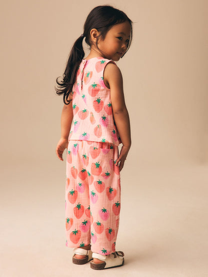Pink Strawberry Print Top & Trousers Set (3mths-7yrs) image 3