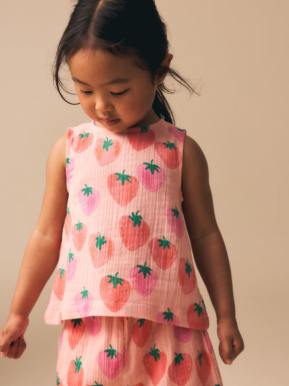 Pink Strawberry Print Top & Trousers Set (3mths-7yrs) image 4