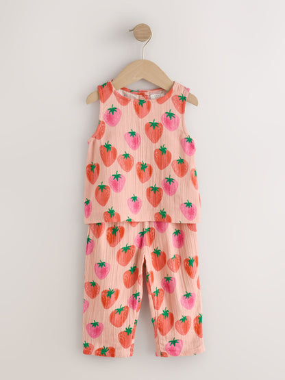 Pink Strawberry Print Top & Trousers Set (3mths-7yrs) image 5