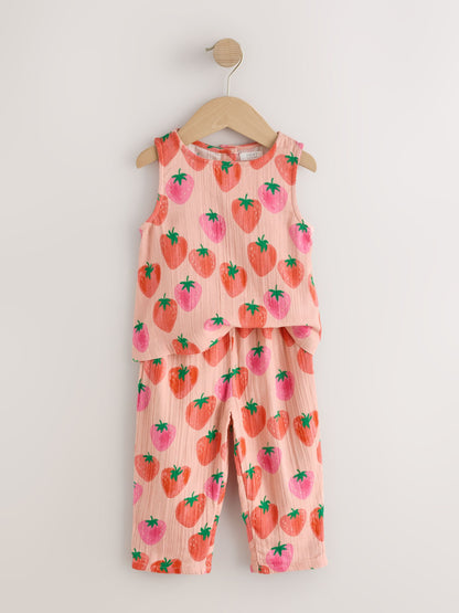 Pink Strawberry Print Top & Trousers Set (3mths-7yrs) image 6