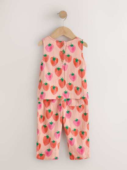 Pink Strawberry Print Top & Trousers Set (3mths-7yrs) image 7