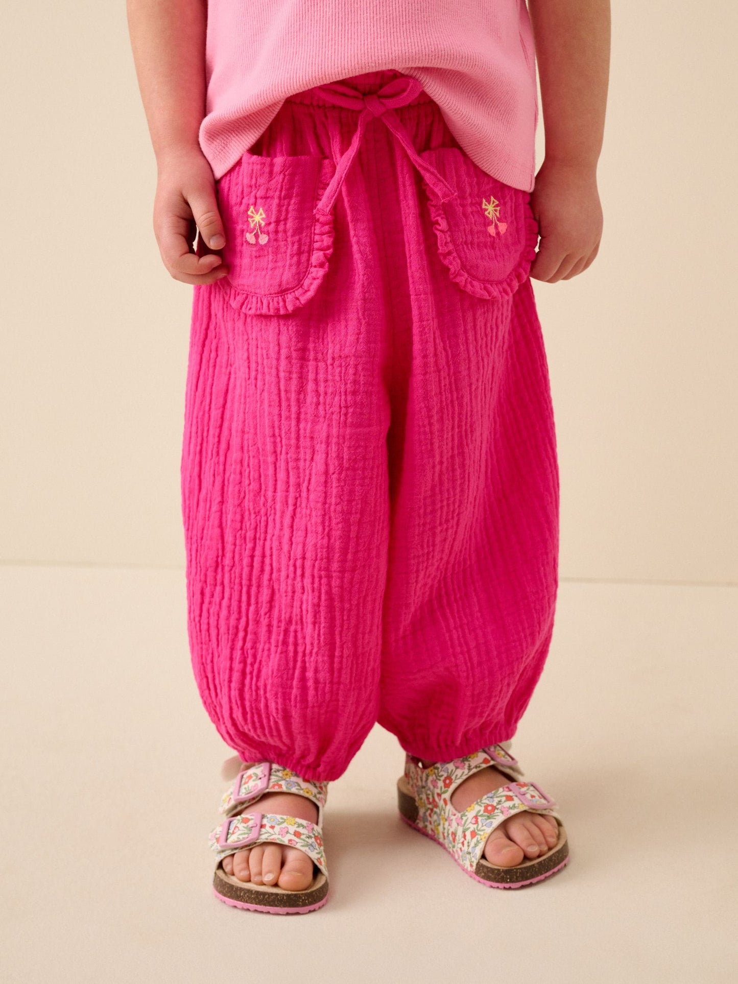 Bright Pink Pull On Trousers (3mths-7yrs) image 1