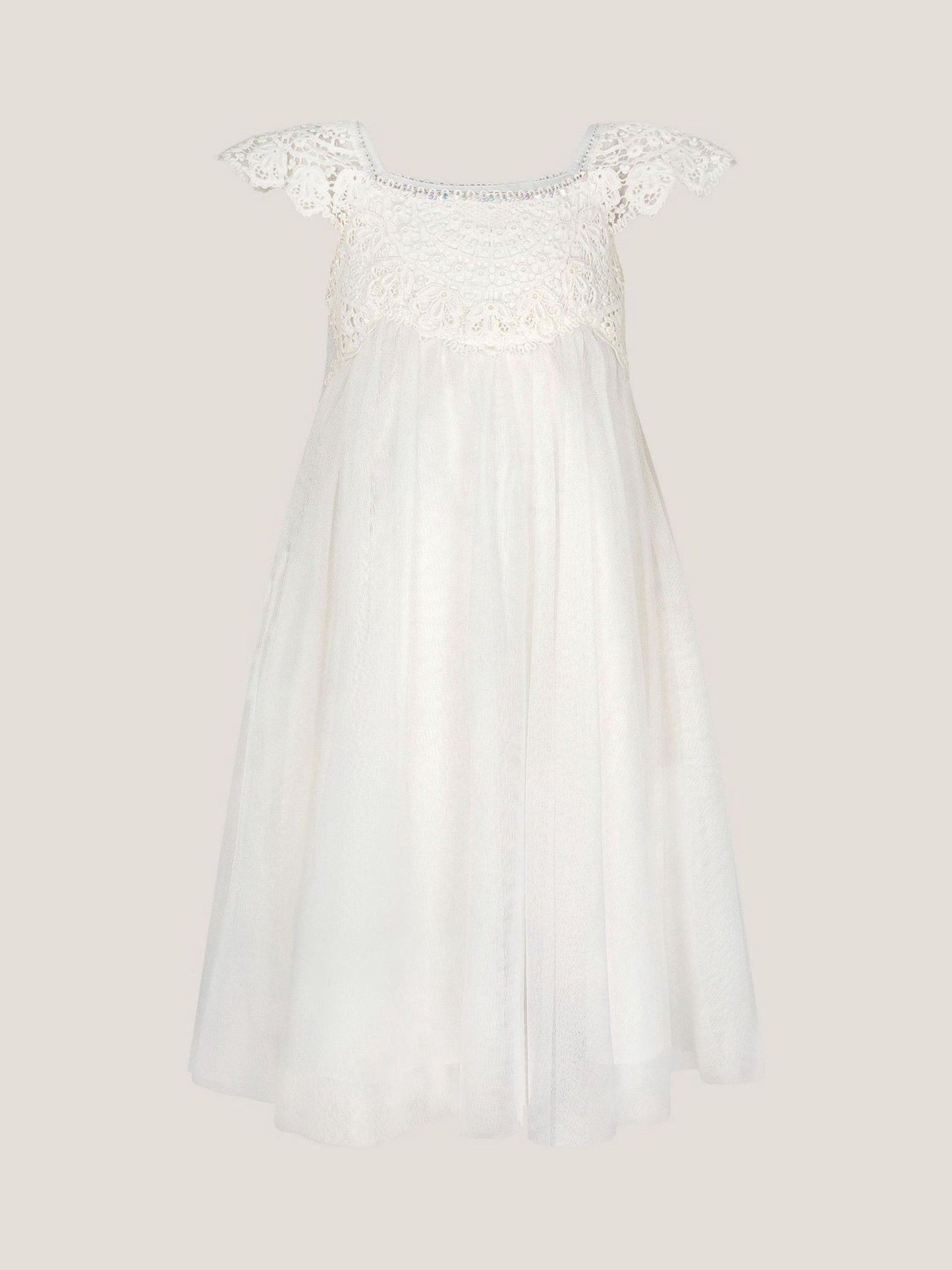 Monsoon Natural Estella Lace Bodice Dress image 1