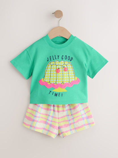 Green/Pink Top & Shorts Set 2 Pack (3mths-7yrs) image 10