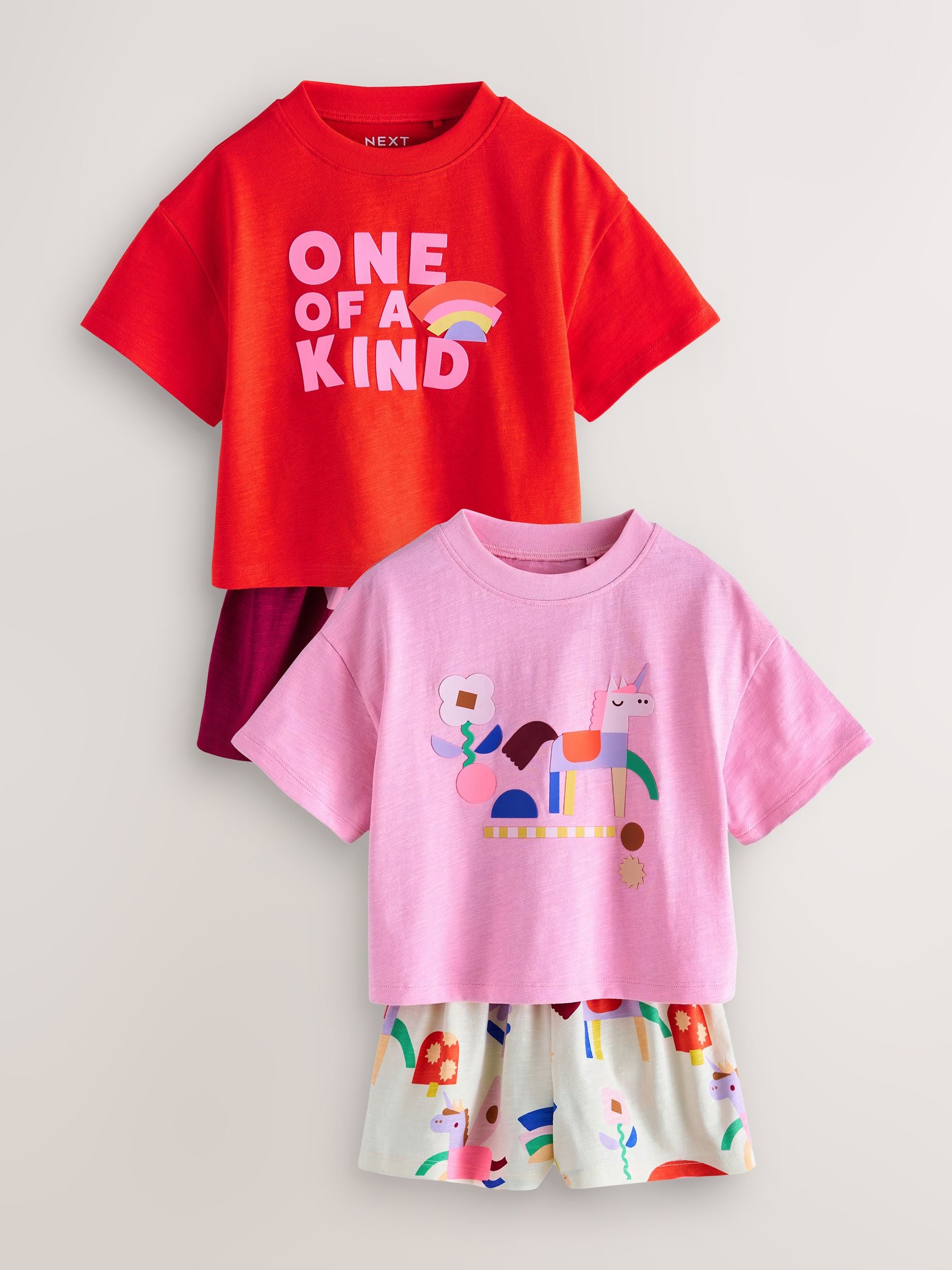 Unicorn Top & Shorts Set 2 Pack (3mths-7yrs) image 4