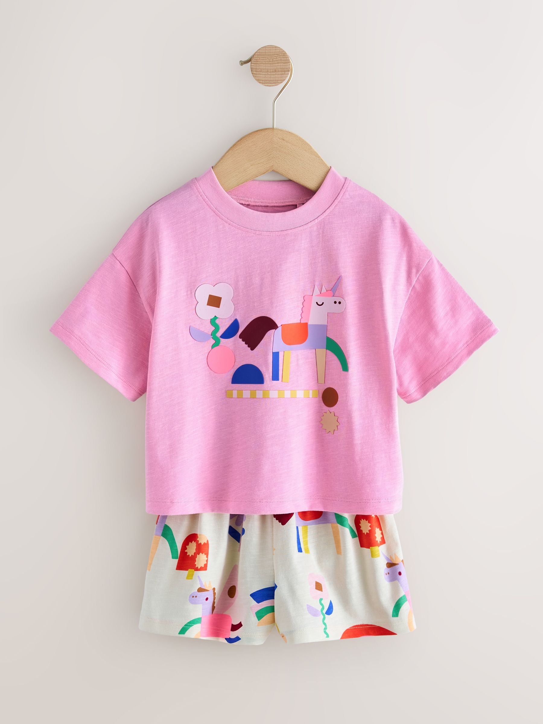 Unicorn Top & Shorts Set 2 Pack (3mths-7yrs) image 6