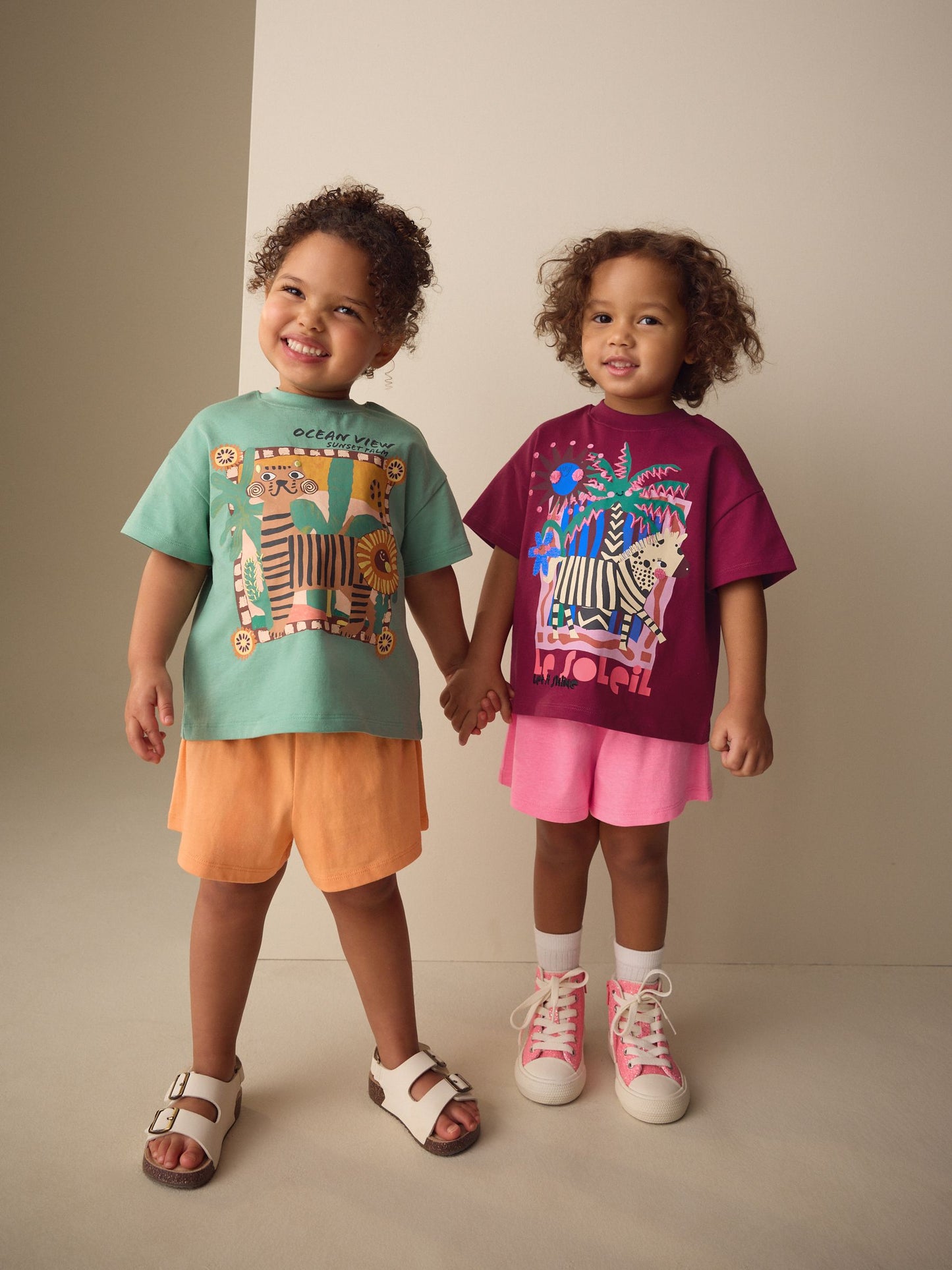 Purple/Orange Top & Shorts Set 2 Pack (3mths-7yrs) image 1