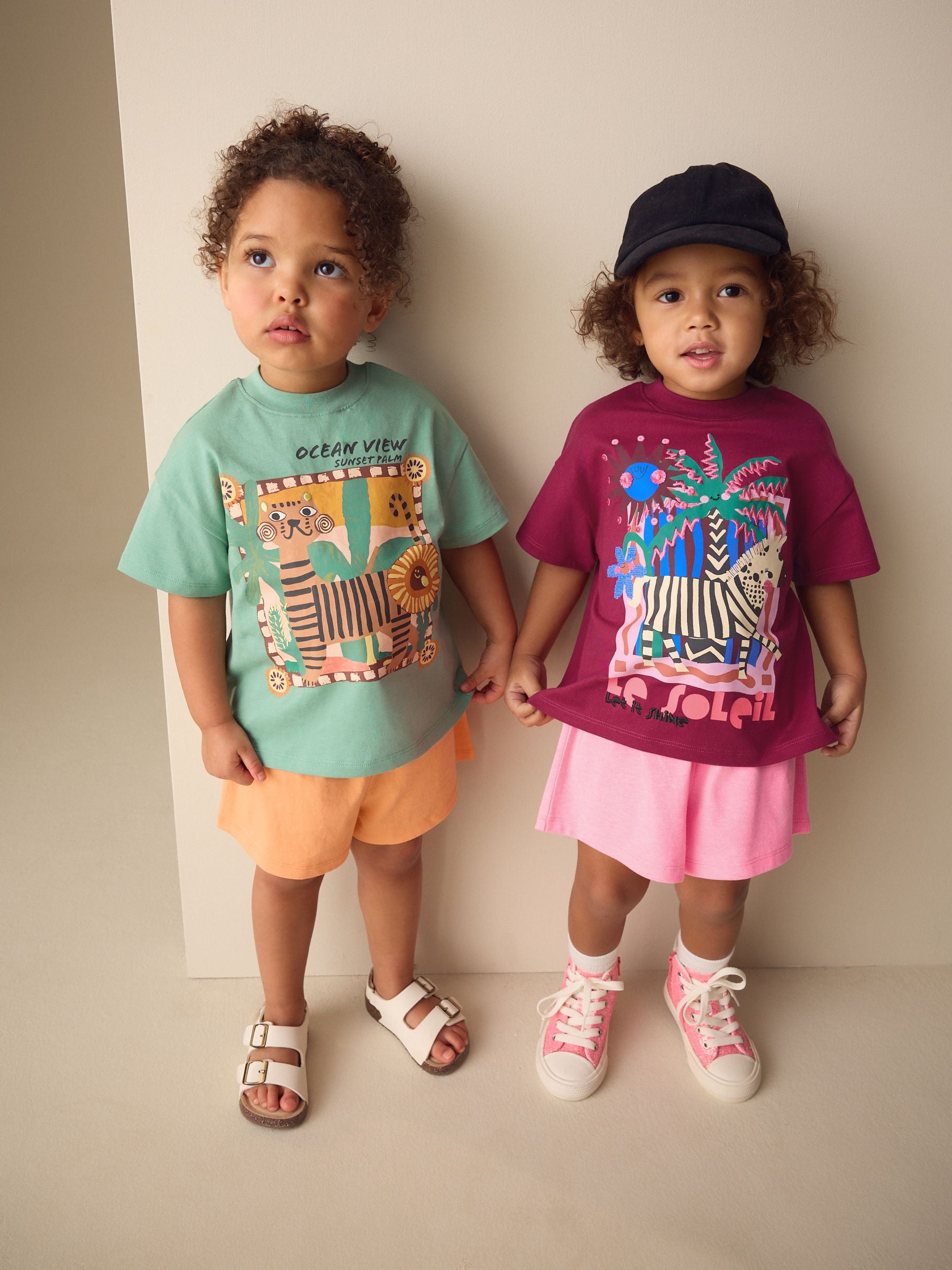 Purple/Orange Top & Shorts Set 2 Pack (3mths-7yrs) image 4