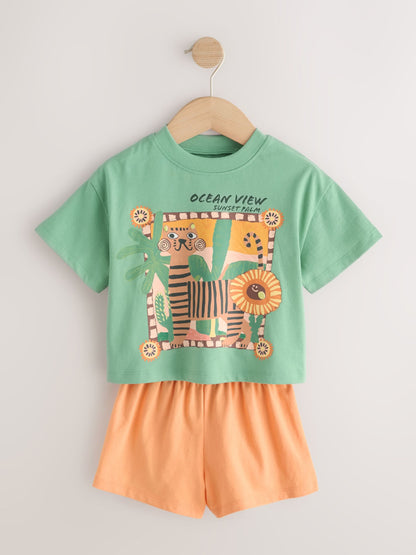 Purple/Orange Top & Shorts Set 2 Pack (3mths-7yrs) image 8