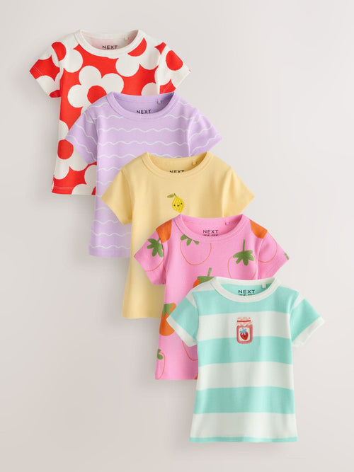 Bright Fruit Ribbed Short Sleeve Tops 5 Pack (3mths-7yrs) image 1