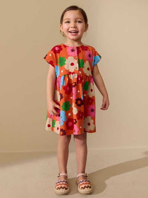 Orange Floral Jersey Dress (3mths-7yrs) image 1