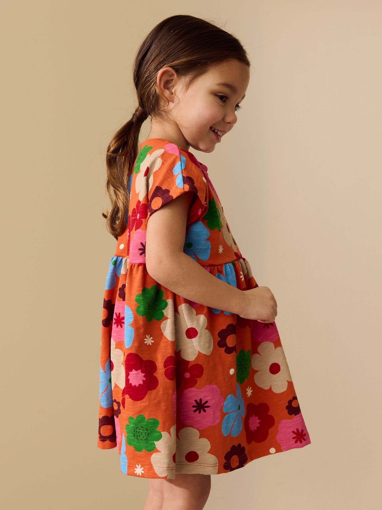 Orange Floral Jersey Dress (3mths-7yrs) image 2