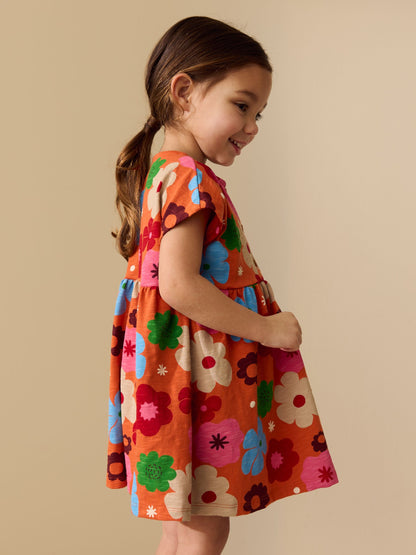 Orange Floral Jersey Dress (3mths-7yrs) image 2