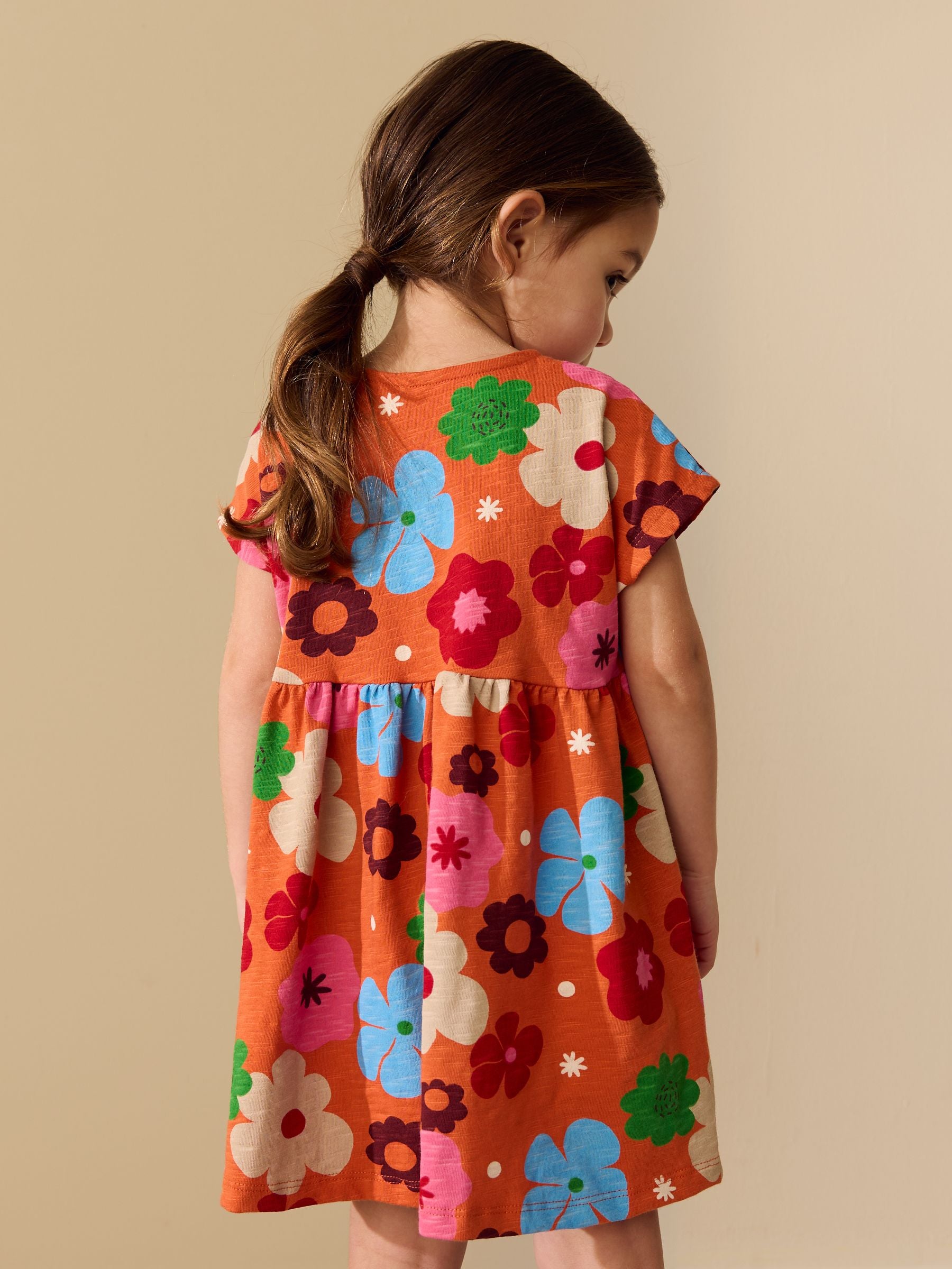 Orange Floral Jersey Dress (3mths-7yrs) image 3
