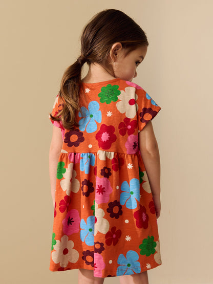 Orange Floral Jersey Dress (3mths-7yrs) image 3