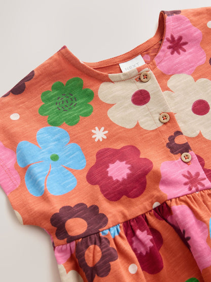 Orange Floral Jersey Dress (3mths-7yrs) image 8