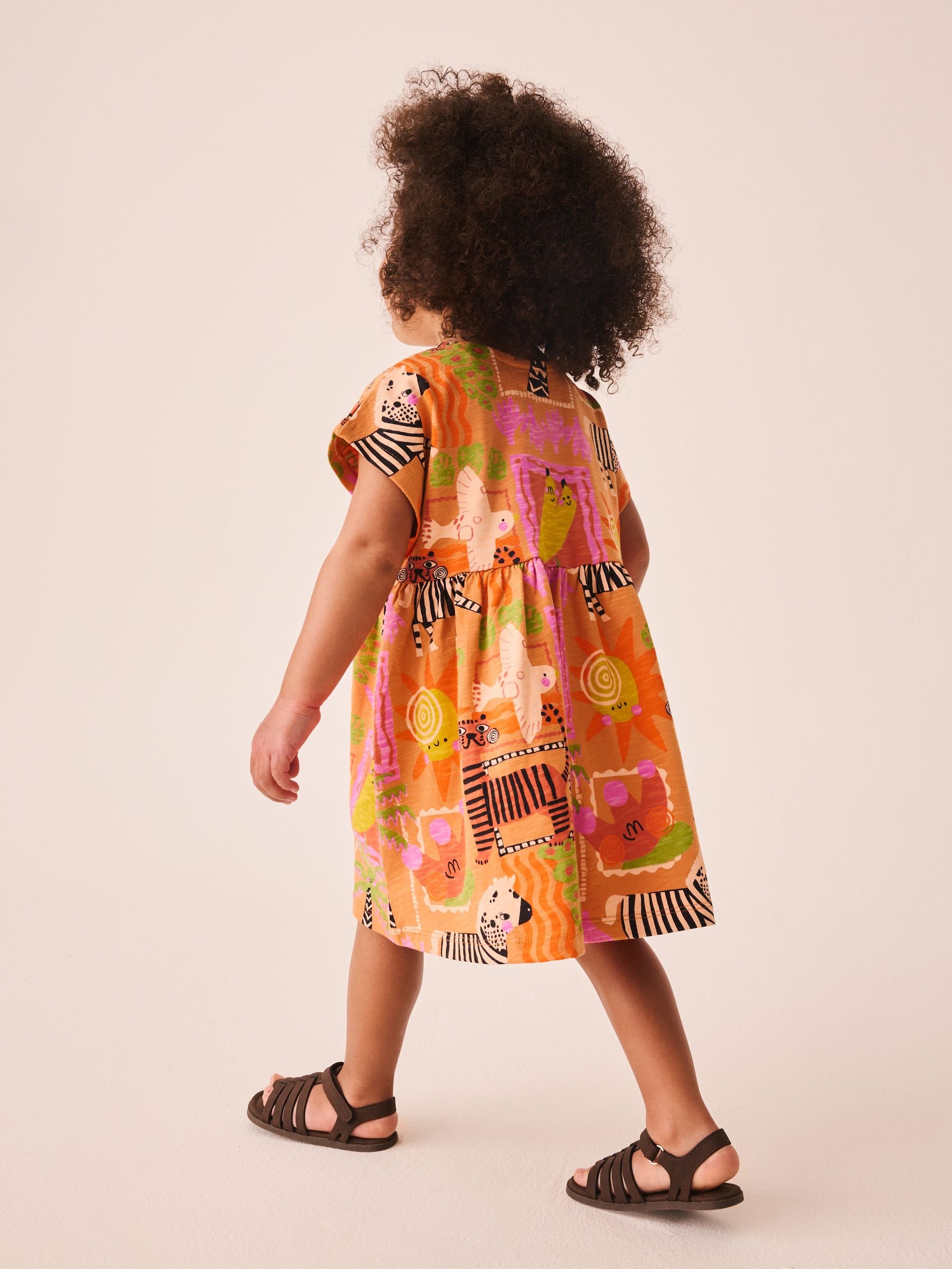 Orange Zebra Jersey Dress (3mths-7yrs) image 3