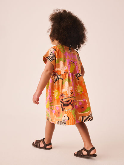 Orange Zebra Jersey Dress (3mths-7yrs) image 3