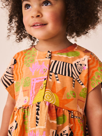 Dsiney Kidz - Orange Zebra Jersey Dress (3mths-7yrs) image 4