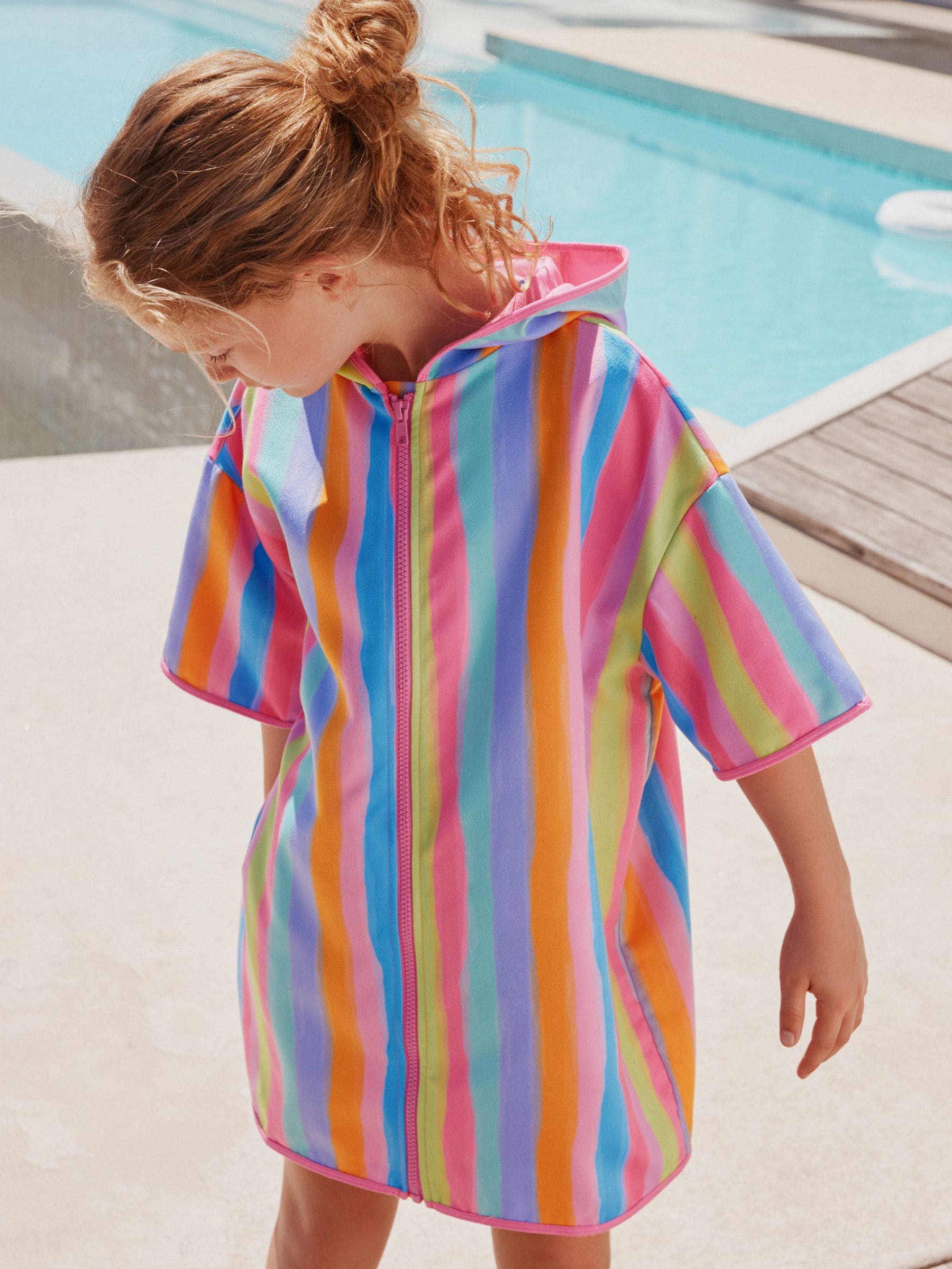 Rainbow Stripe Zip Quick Dry Poncho (9mths-8yrs) image 3