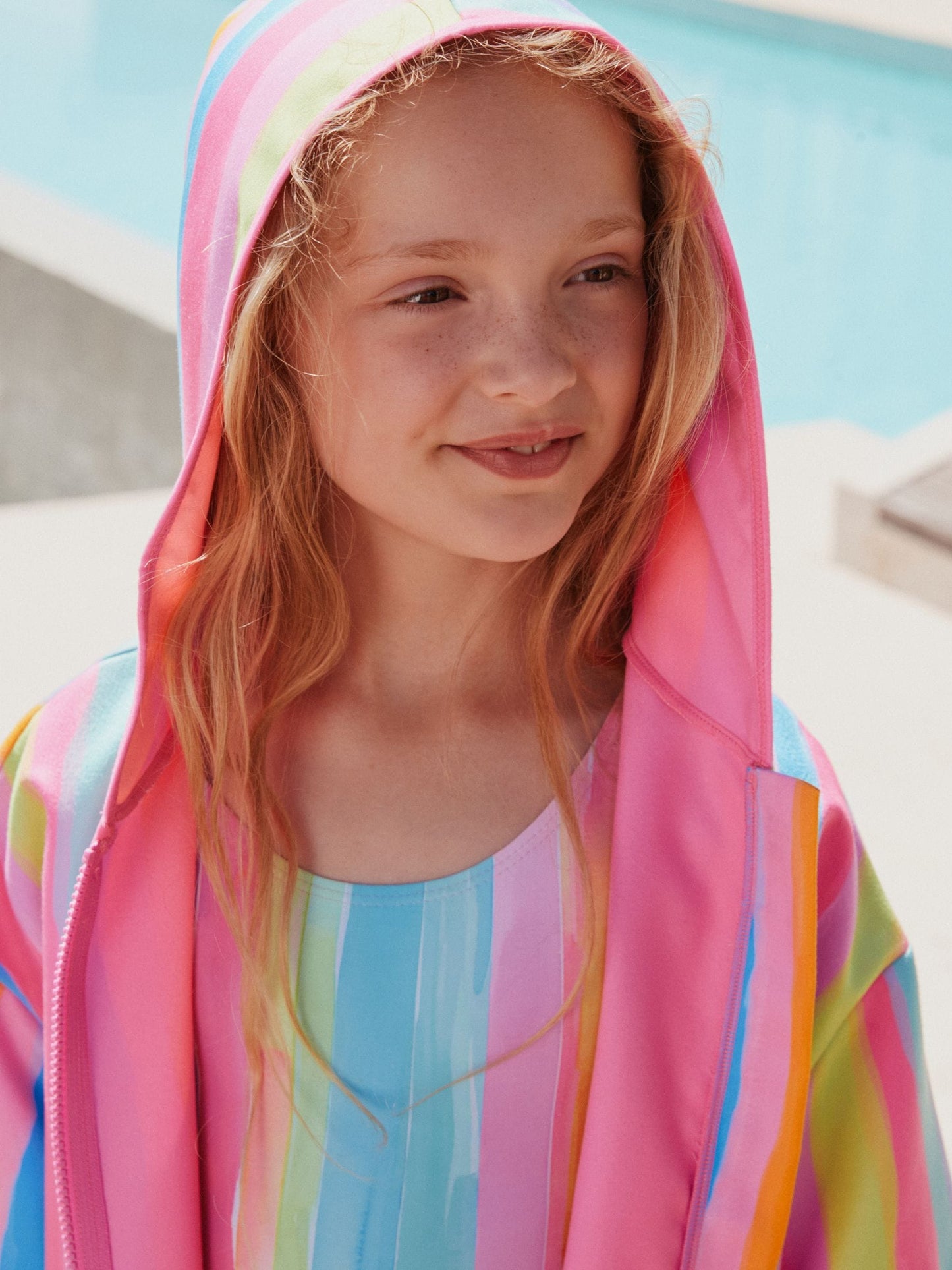 Rainbow Stripe Zip Quick Dry Poncho (9mths-8yrs) image 5