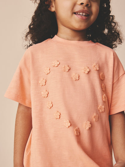 Orange Peach Short Sleeve Applique Flower T-Shirt (3mths-7yrs) image 3