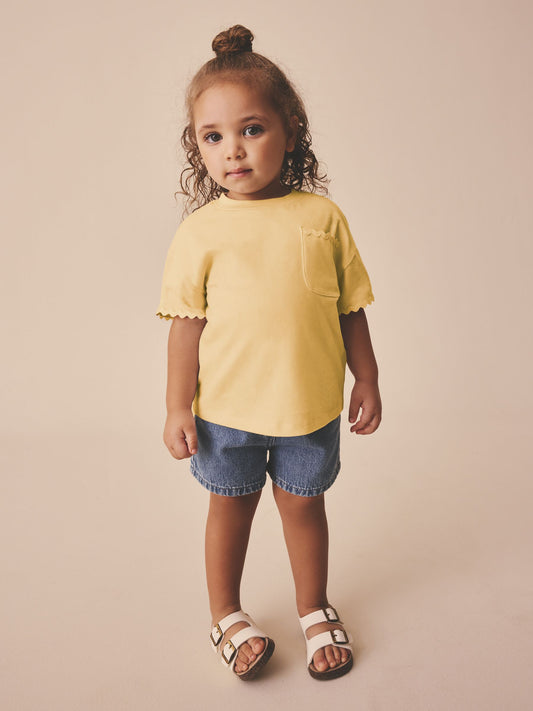 Yellow Short Sleeve Ric Rac Trim T-Shirt (3mths-7yrs) image 1