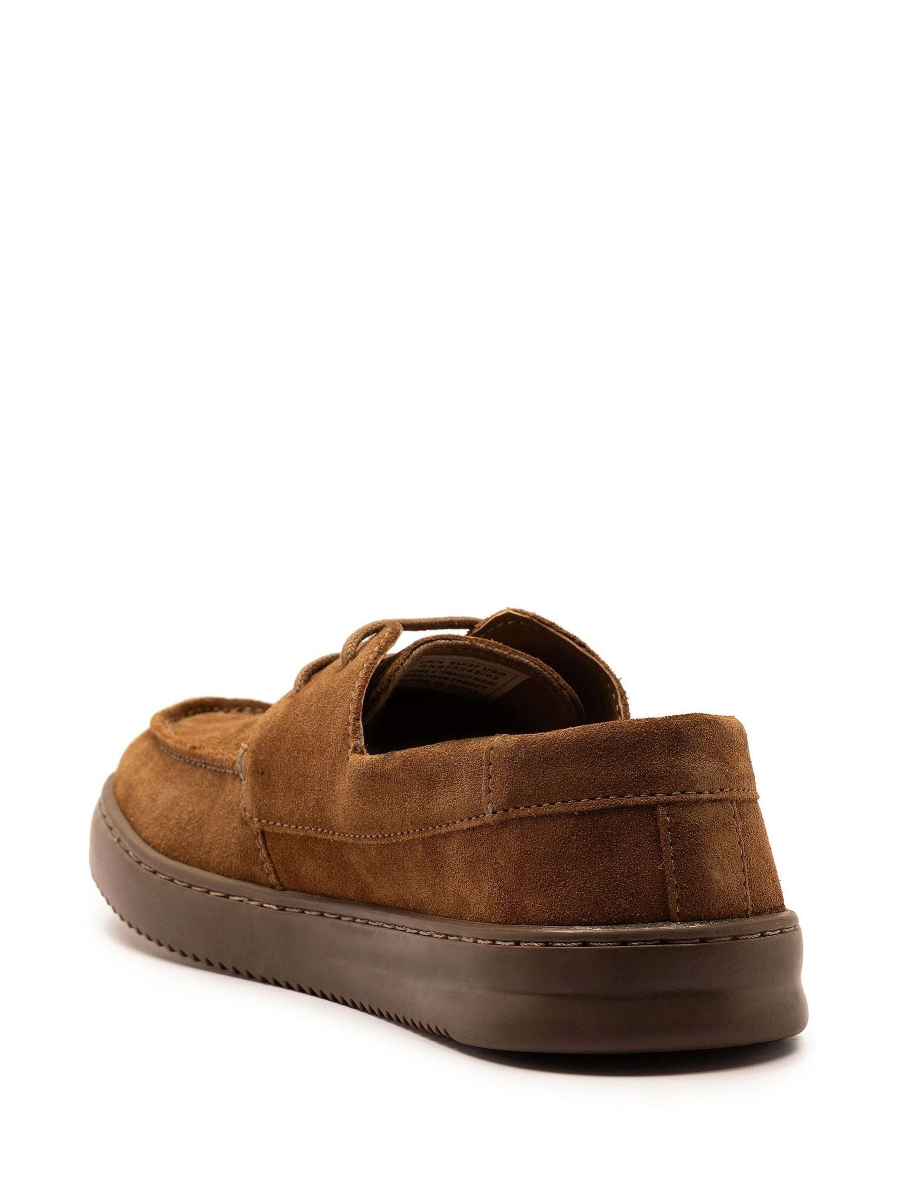 Off The Hook Brown Eddie Suede Leather Lace-Up Casual Boat Shoes image 3