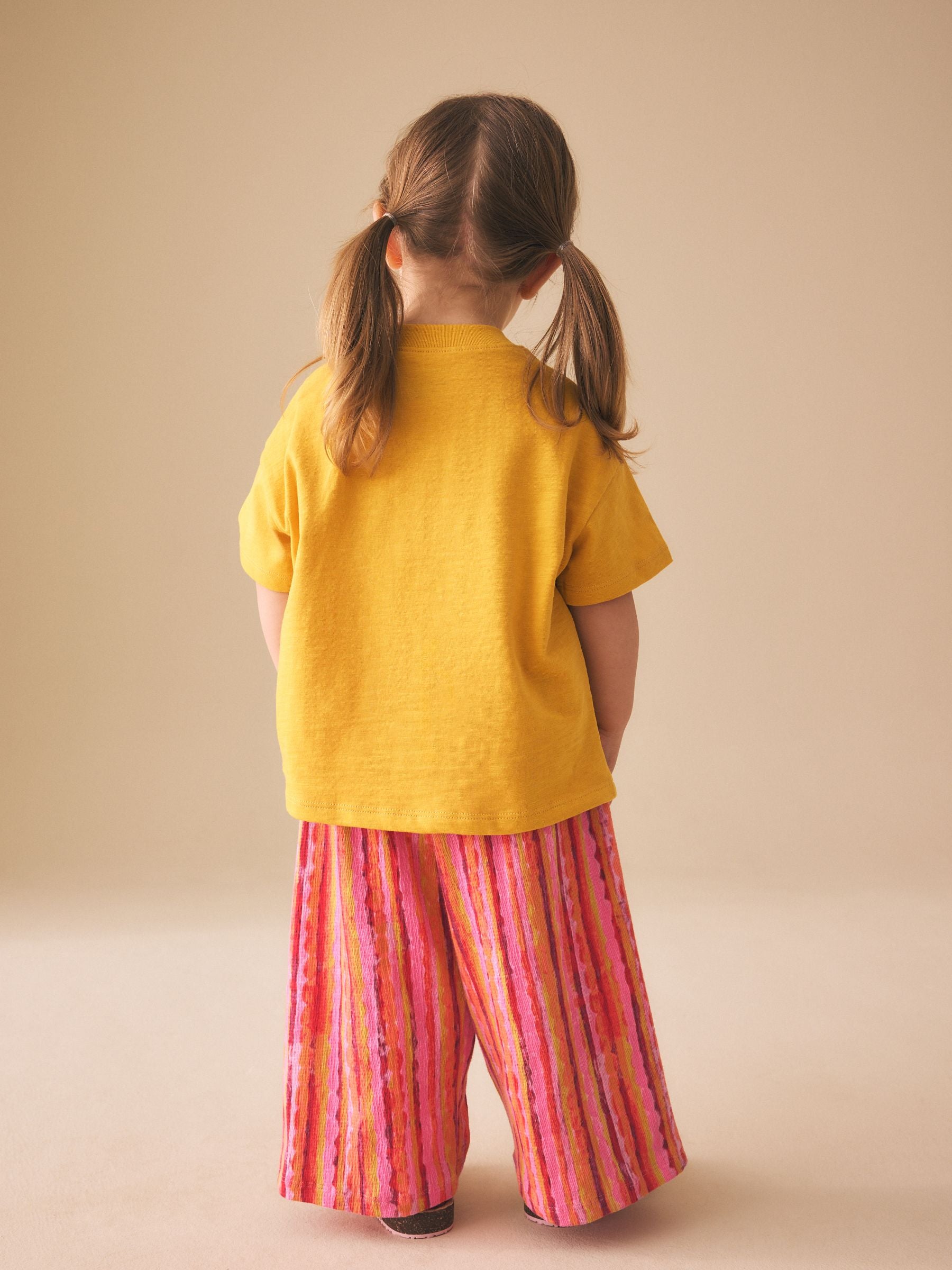 Ochre Yellow Short Sleeve T-Shirt and Wide Leg Trousers Set (3mths-7yrs) image 3