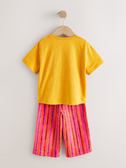 Ochre Yellow Short Sleeve T-Shirt and Wide Leg Trousers Set (3mths-7yrs) image 6