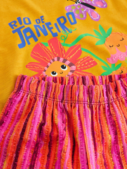 Ochre Yellow Short Sleeve T-Shirt and Wide Leg Trousers Set (3mths-7yrs) image 8