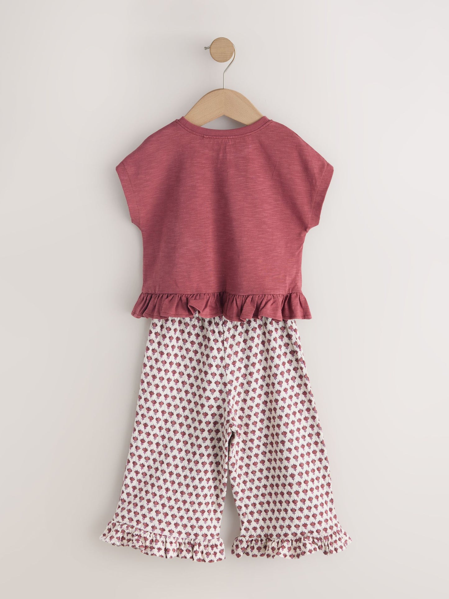 Dsiney Kidz - Red/Brown Flower Wide Leg Trousers Set (3mths-7yrs) image 7