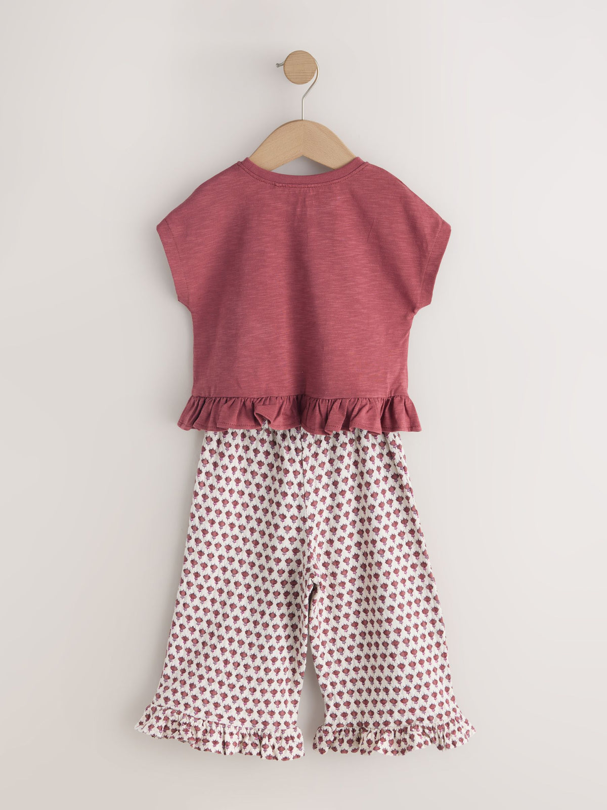 Dsiney Kidz - Red/Brown Flower Wide Leg Trousers Set (3mths-7yrs) image 7