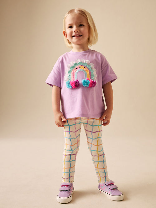 Dsiney Kidz - Lilac Purple Rainbow Short Sleeve Top and Leggings Set (3mths-7yrs) image 1