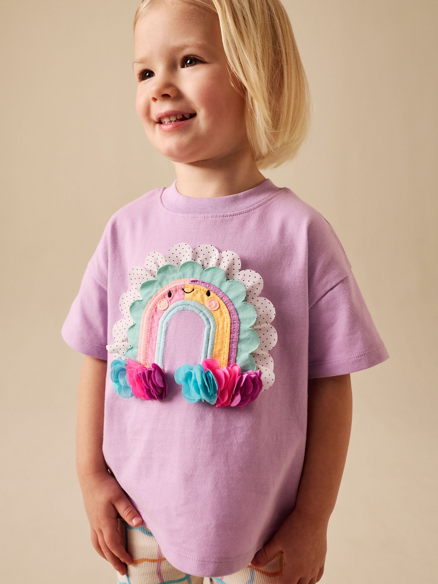 Lilac Purple Rainbow Short Sleeve Top and Leggings Set (3mths-7yrs) image 4