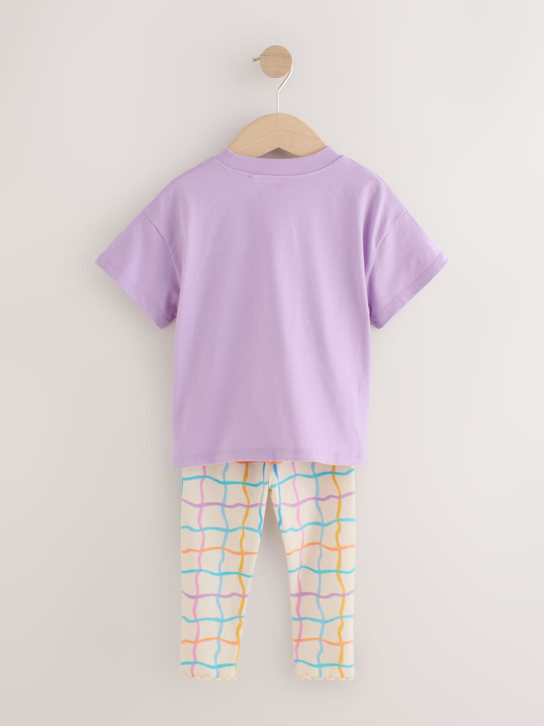 Lilac Purple Rainbow Short Sleeve Top and Leggings Set (3mths-7yrs) image 7