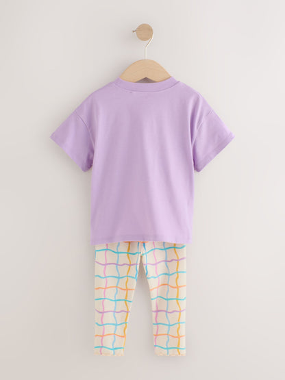 Lilac Purple Rainbow Short Sleeve Top and Leggings Set (3mths-7yrs) image 7