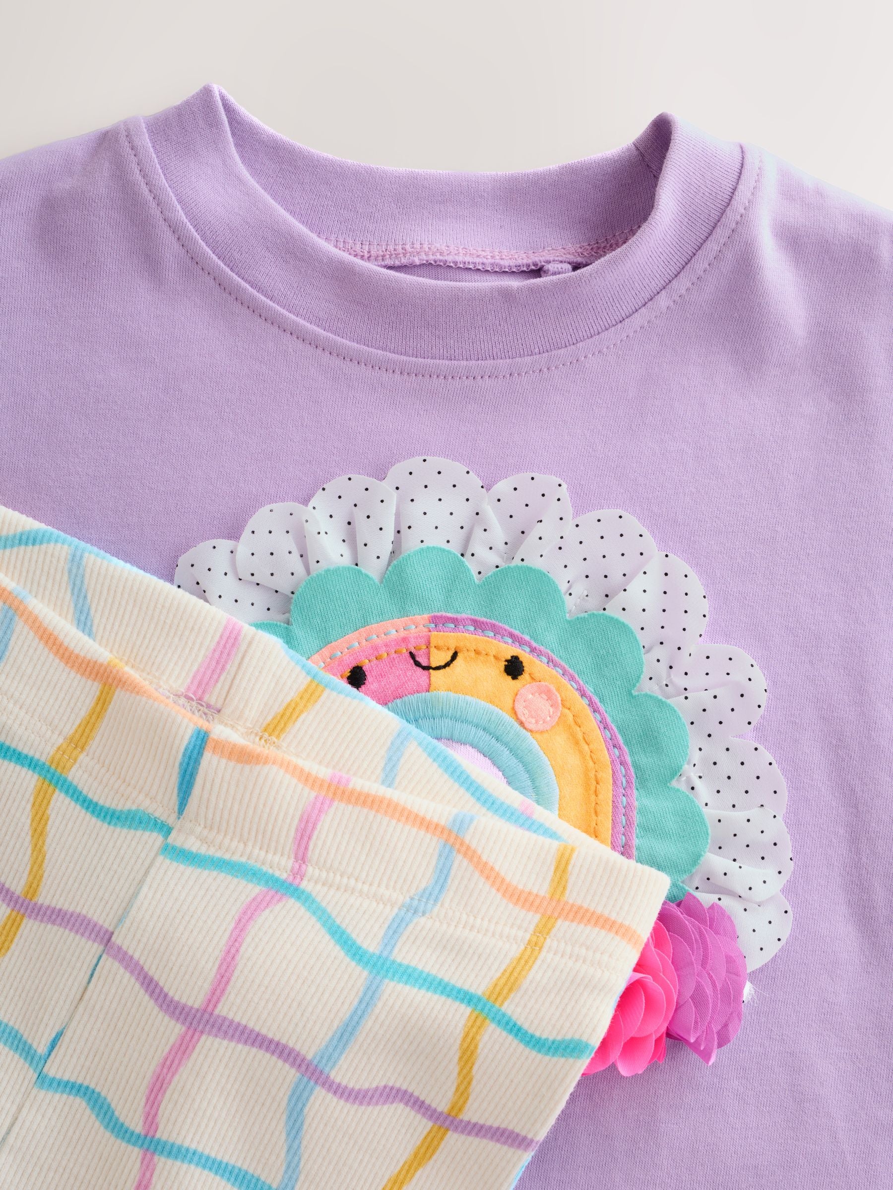 Lilac Purple Rainbow Short Sleeve Top and Leggings Set (3mths-7yrs) image 8