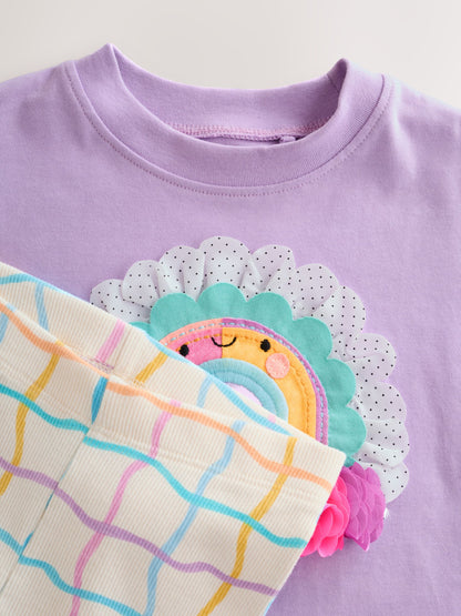 Lilac Purple Rainbow Short Sleeve Top and Leggings Set (3mths-7yrs) image 8