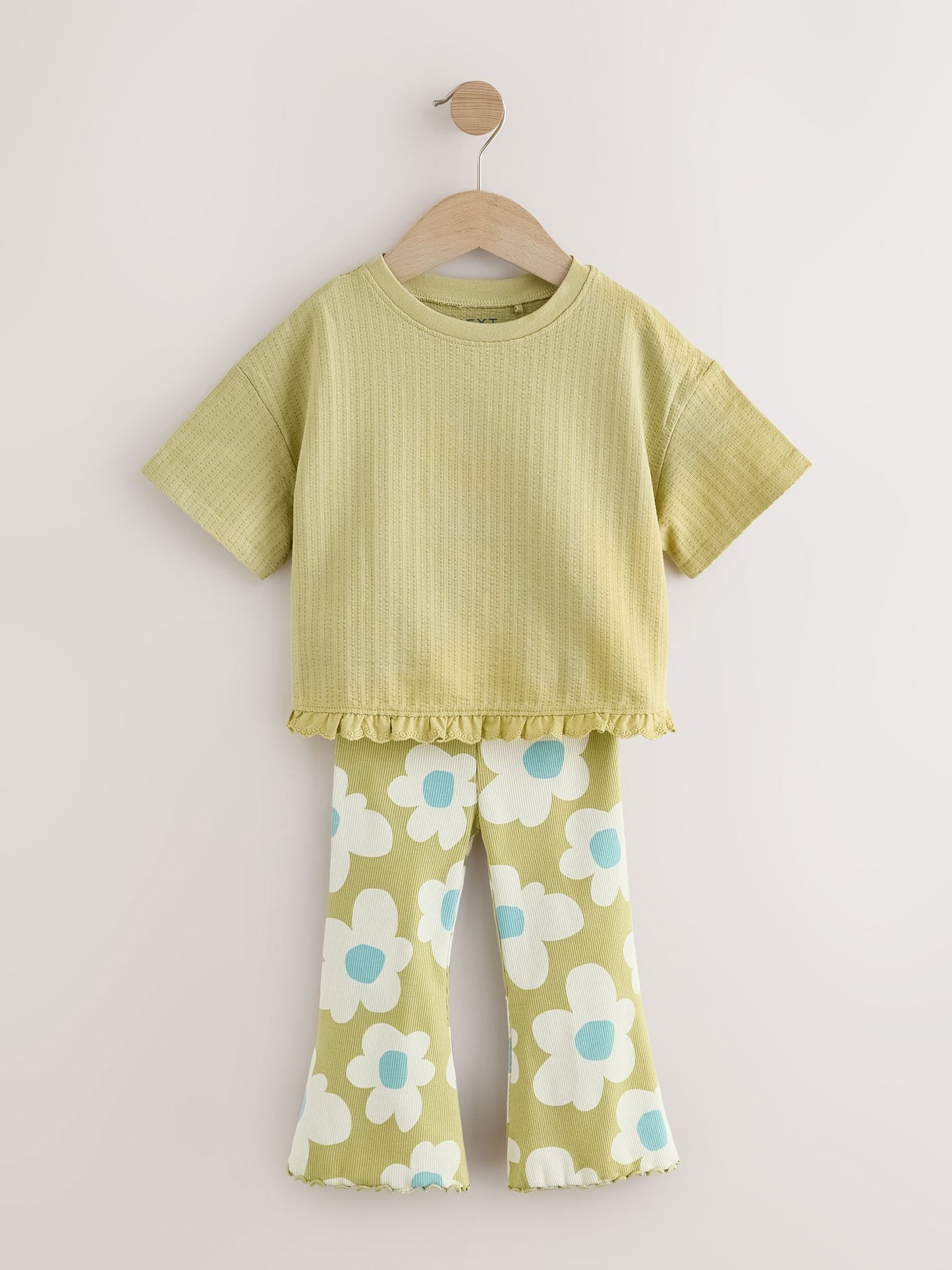 Green Stampy Flower Short Sleeve Top and Flare Set (3mths-7yrs) image 5