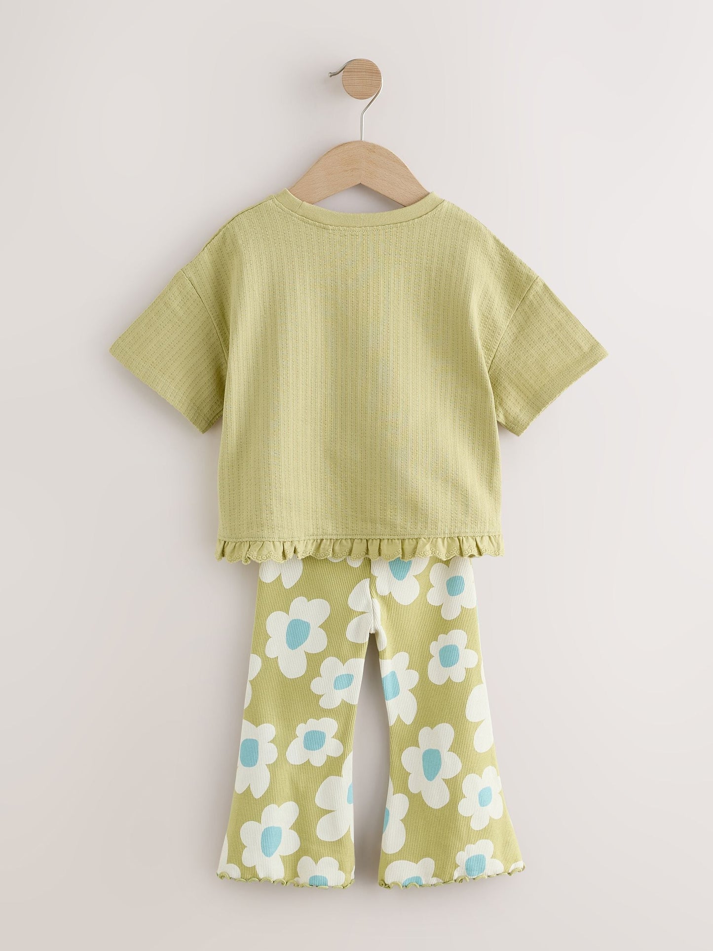 Green Stampy Flower Short Sleeve Top and Flare Set (3mths-7yrs) image 7