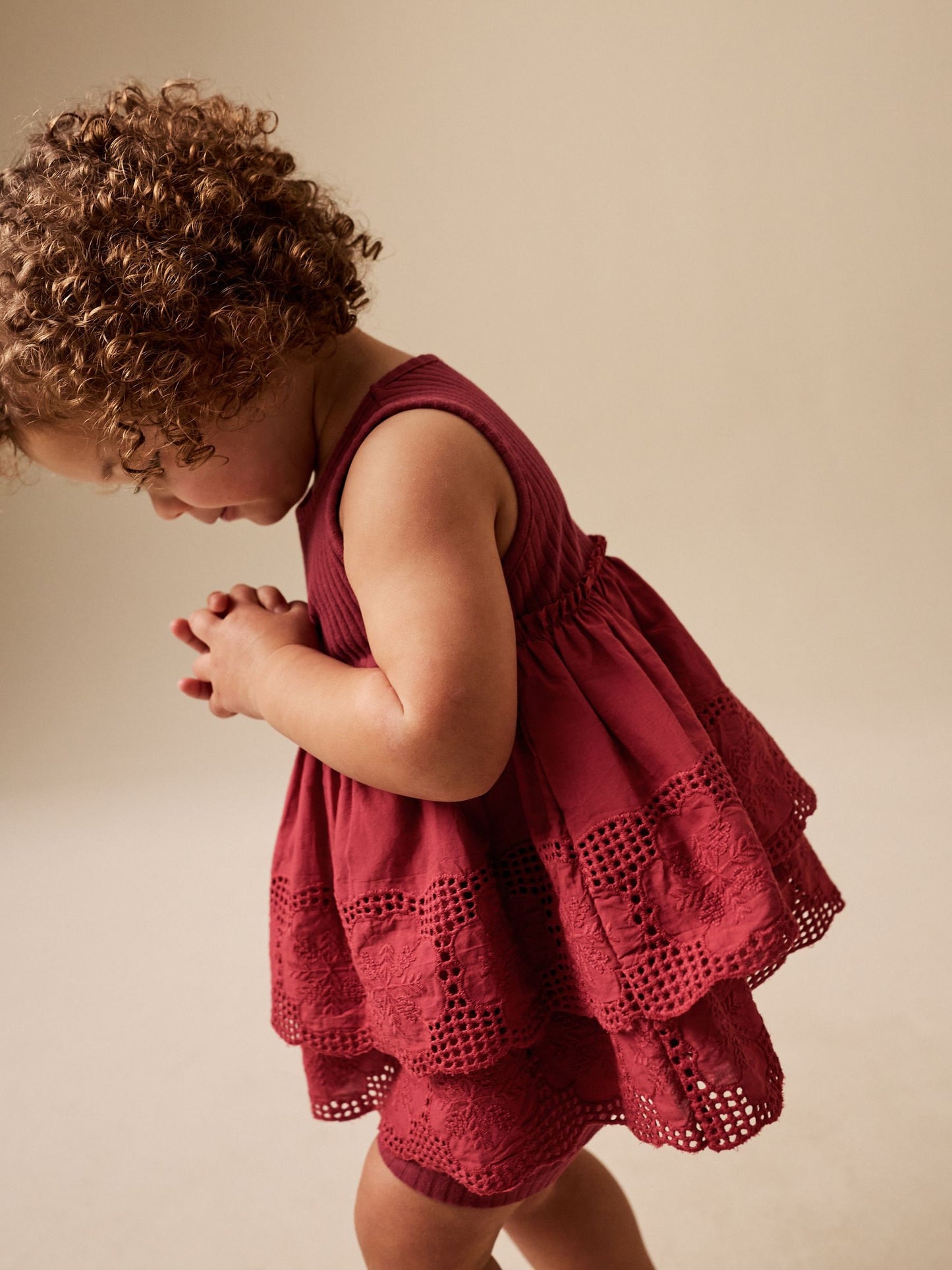 Chocolate Brown Broderie Peplum Vest and Cycle Shorts Set (3mths-7yrs) image 4