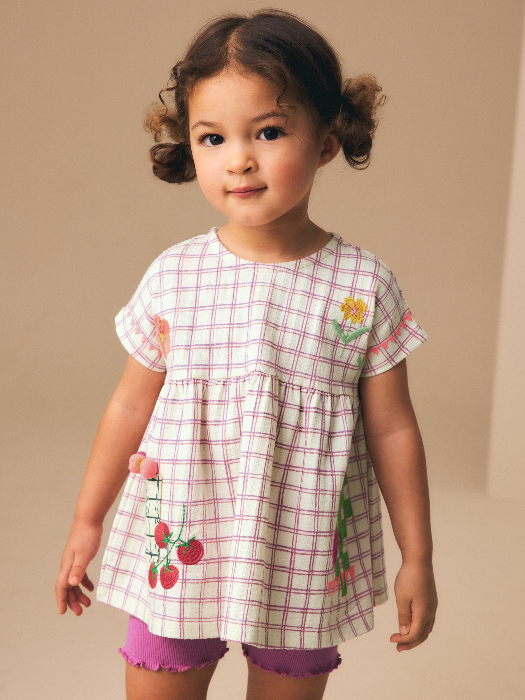 Purple Fruit Embroidery Peplum Top and Cycle Shorts Set (3mths-7yrs) image 1